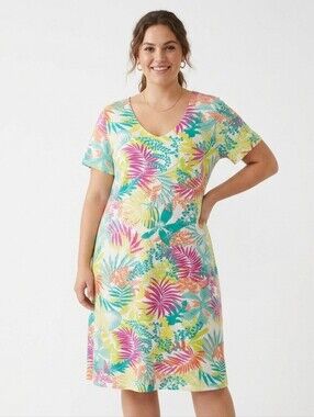 Fresh Produce Tropical Fern Pocket Sun Dress  Size XL Summer Dress Beach Coverup